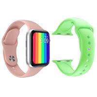 Kit 1 Smartwatch Rosa + 1 Pulseira Silicone Verde Claro - 1