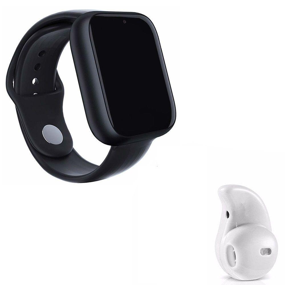 Kit 1 Smartwatch Preto + 1 Mini Fone Bluetooth Branco 42Mm - 1