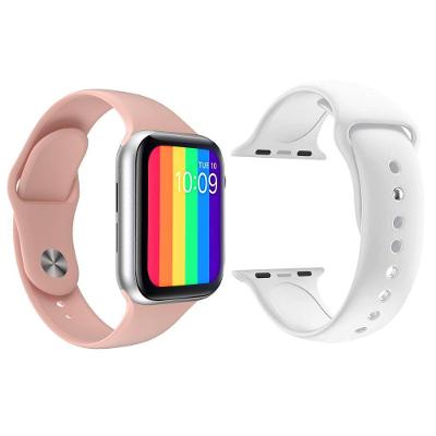 Kit 1 Smartwatch Rosa + 1 Pulseira Silicone Branco