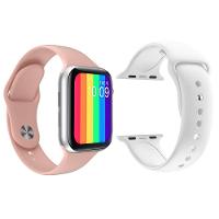 Kit 1 Smartwatch Rosa + 1 Pulseira Silicone Branco - 1