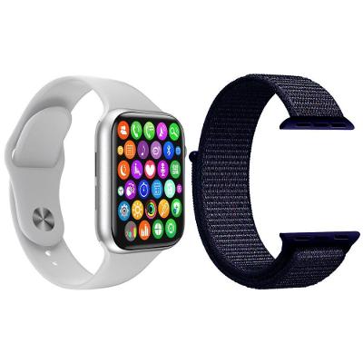 Kit 1 Smartwatch Branco + 1 Pulseira Nylon Azul Meia Noite