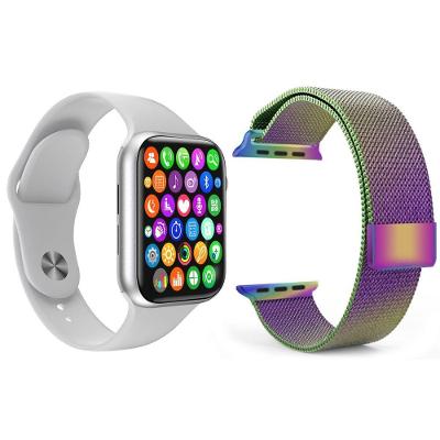 Kit 1 Smartwatch Branco + 1 Pulseira Extra Arco Íris