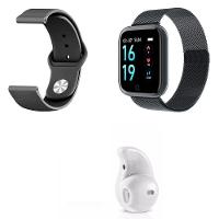 Kit 1 Smartwatch Preto + 1 Pulseira + 1 Mini Fone Branco - 1