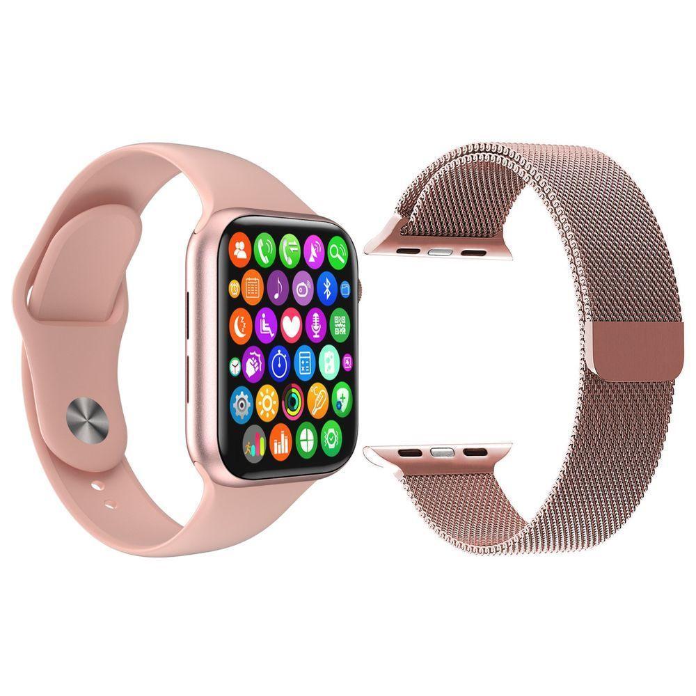 Kit 1 Smartwatch Iwo9 Lite Rosa + 1 Pulseira Extra Rosa - 1
