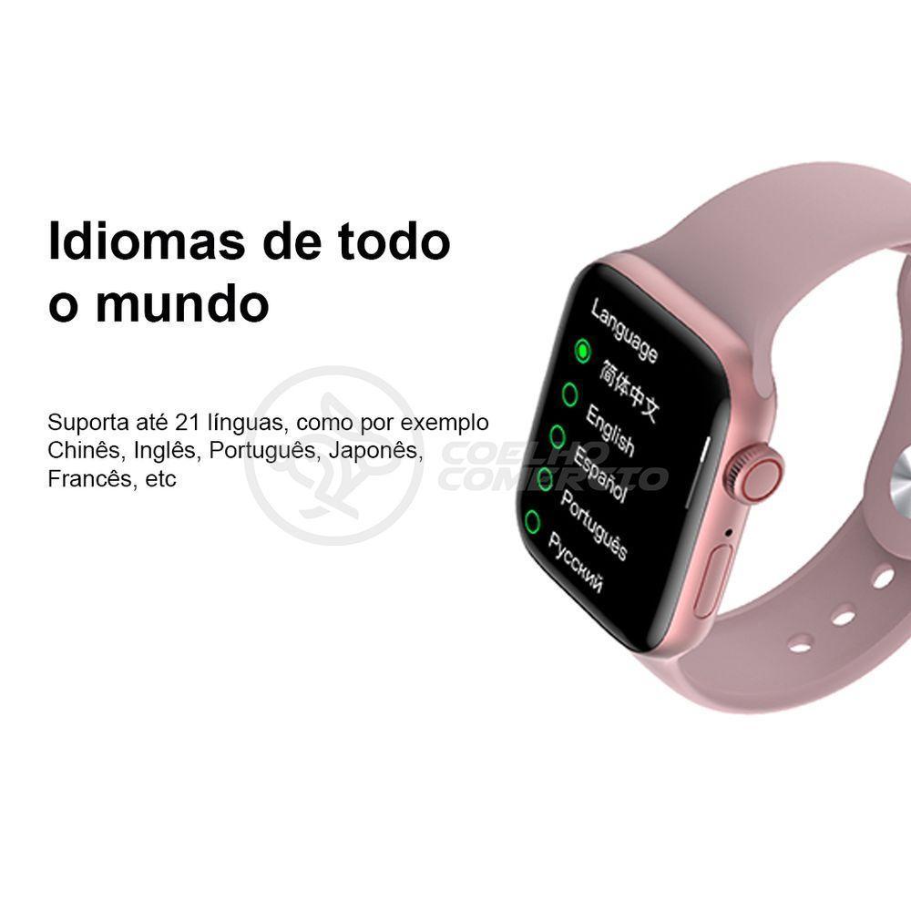 Smartwatch Hw22 Rosa Troca Pulseira Android Ios Cardíaco - 8