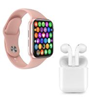 Kit 1 Smartwatch Rosa Pulseira + Fone I9S Tws Branco - 1