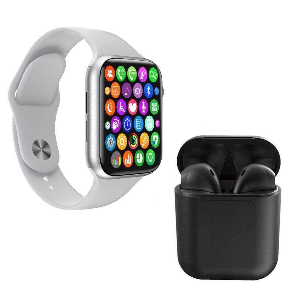 Kit 1 Smartwatch S Rosa Pulseira + 1 Fone Inpods I12 Preto - 1