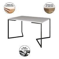Mesa Industrial Jantar Retangular 137X90Cm Branca Base V Com 6 Cadeiras Pretas Ferro Pr Branco - 5