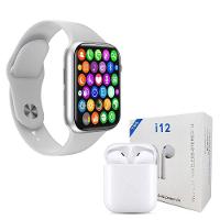 Kit 1 Smartwatch Branco Pulseira + Fone I12 Tws - 1