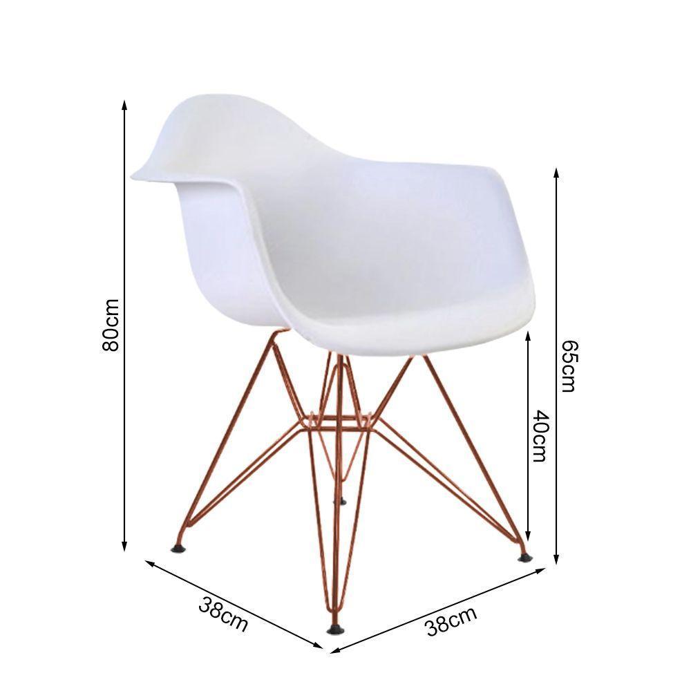 Mesa Industrial Jantar Branca 110Cm Redonda Base V Com 4 Poltronas Brancas Base Cobre Branco - 2