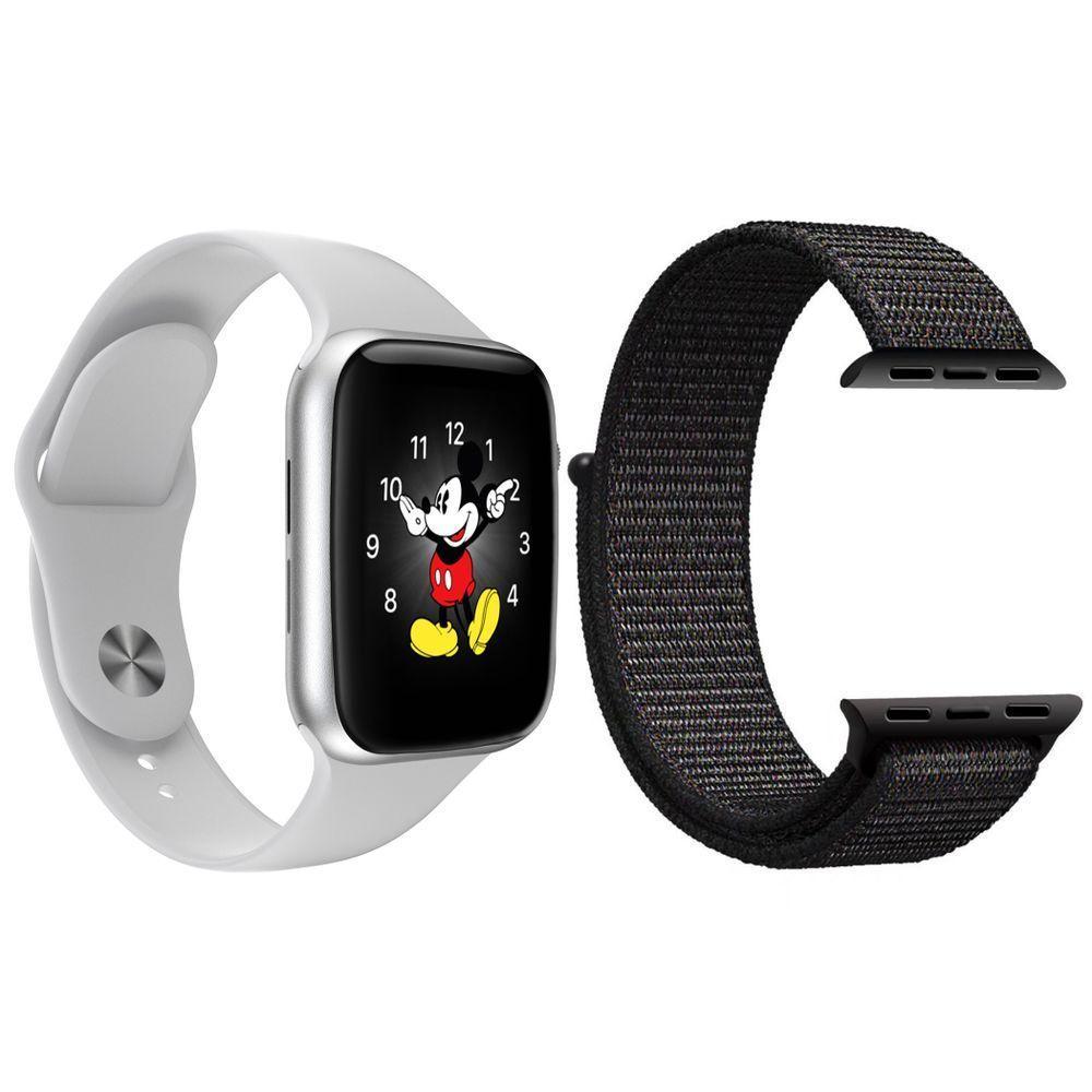 Kit 1 Smartwatch Ld5 Branco + 1 Pulseira Extra Preto - 1