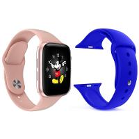 Kit 1 Relógio Smartwatch Ld5 Rosa + 1 Pulseira Azul Escuro - 1
