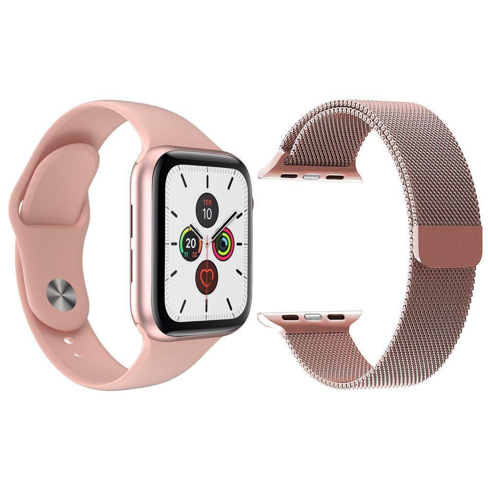 Kit 1 Smartwatch Rosa + 1 Pulseira Extra Rosa - 1