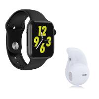 Kit 1 Smartwatch W34 Preto + 1 Mini Fone Bluetooth Branco - 1