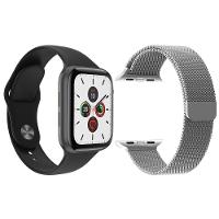 Kit 1 Smartwatch T500 Iwo Max Preto + 1 Pulseira Extra Prata - 1