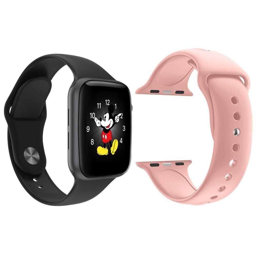 Kit 1 Smartwatch Ld5 Preto + 1 Pulseira Extra Rosa - 1