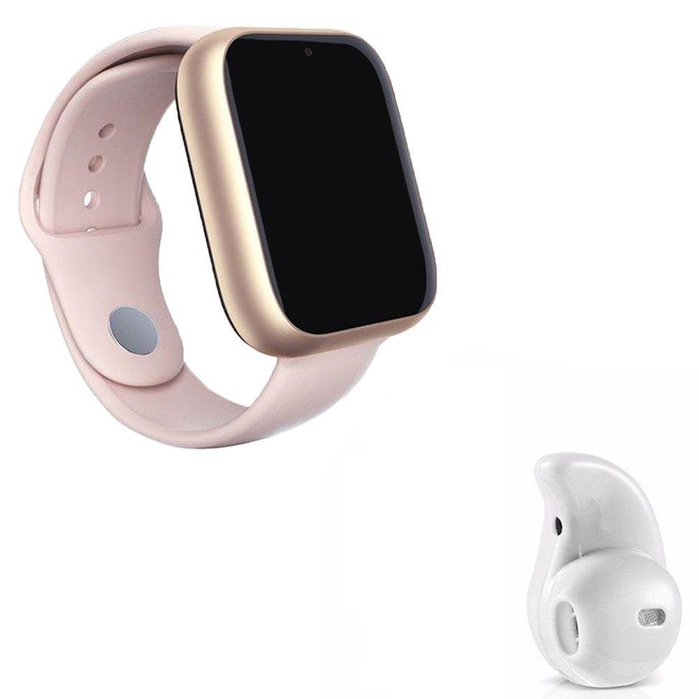 Kit 1 Smartwatch A1 Pro Plus Rosa + 1 Mini Fone Branco 42Mm - 1