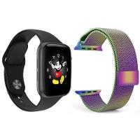 Kit 1 Smartwatch Ld5 Preto + 1 Pulseira Extra Arco Íris - 1