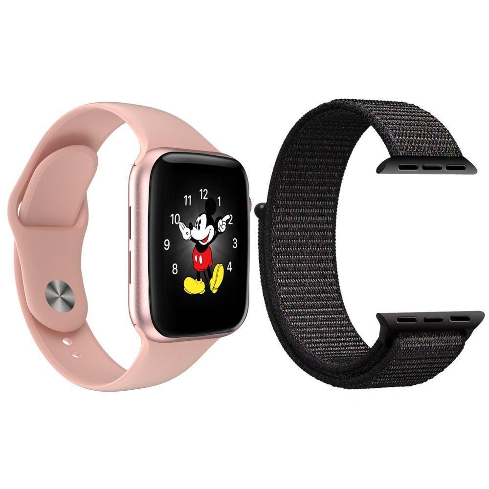 Kit 1 Smartwatch Ld5 Rosa + 1 Pulseira Extra Preto - 1