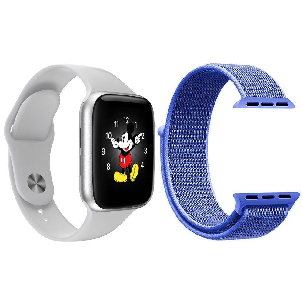 Kit 1 Smartwatch Ld5 Branco + 1 Pulseira Extra Nylon Azul - 1