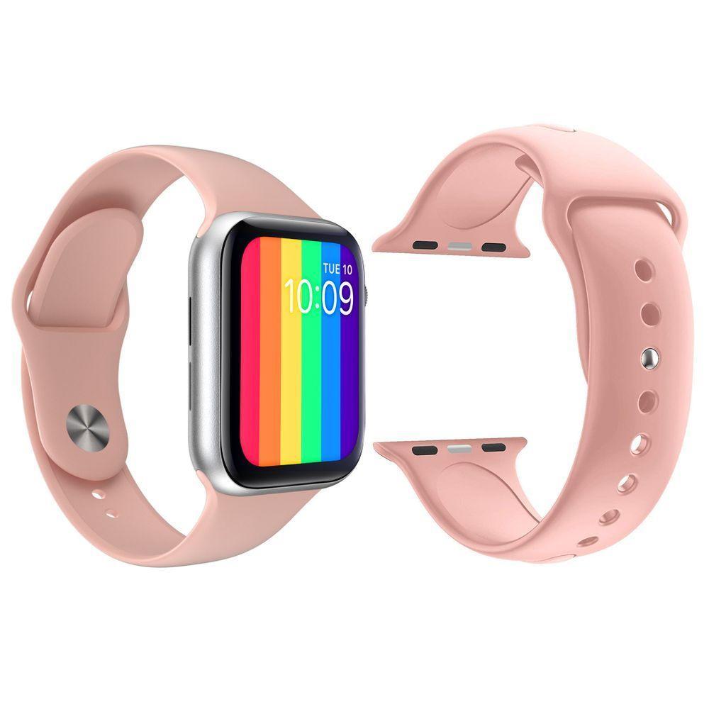 Kit 1 Smartwatch Rosa + 1 Pulseira Silicone Rosa - 1