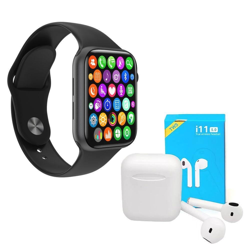 Kit 1 Relógio Smartwatch Iwo 8 Lite Preto + Fone Bt I11 - 1