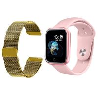 Kit 1 Smartwatch P70 Rosa + 1 Pulseira Dourada - 1