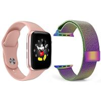 Kit 1 Smartwatch Rosa + 1 Pulseira Extra Arco Íris - 1