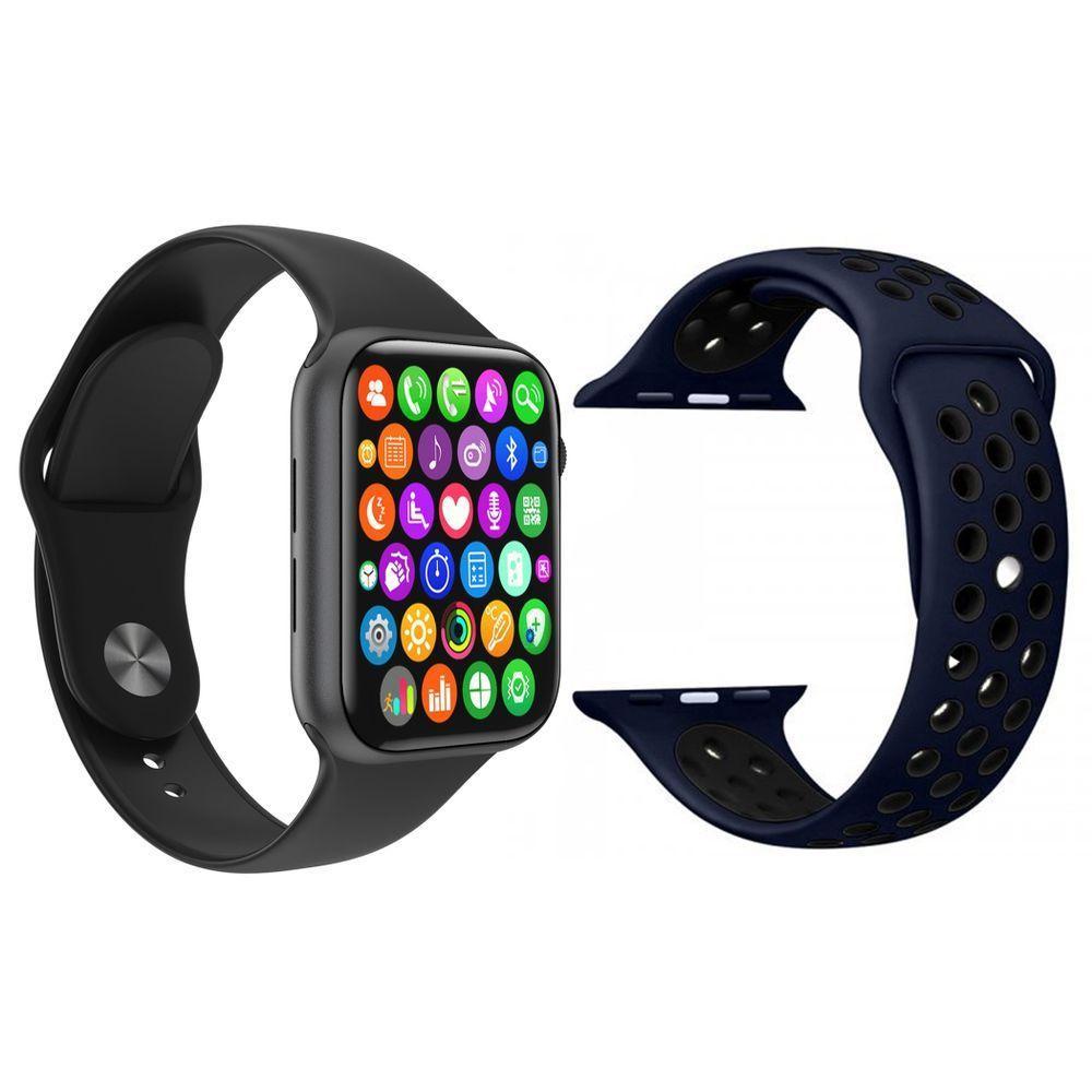 Kit 1 Smartwatch9 Lite Preto + 1 Extra Pulseira Azul E Preto - 1