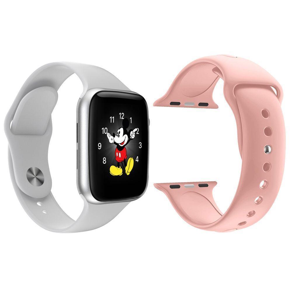 Kit 1 Relógio Smartwatch Ld5 Branco + 1 Pulseira Rosa - 1