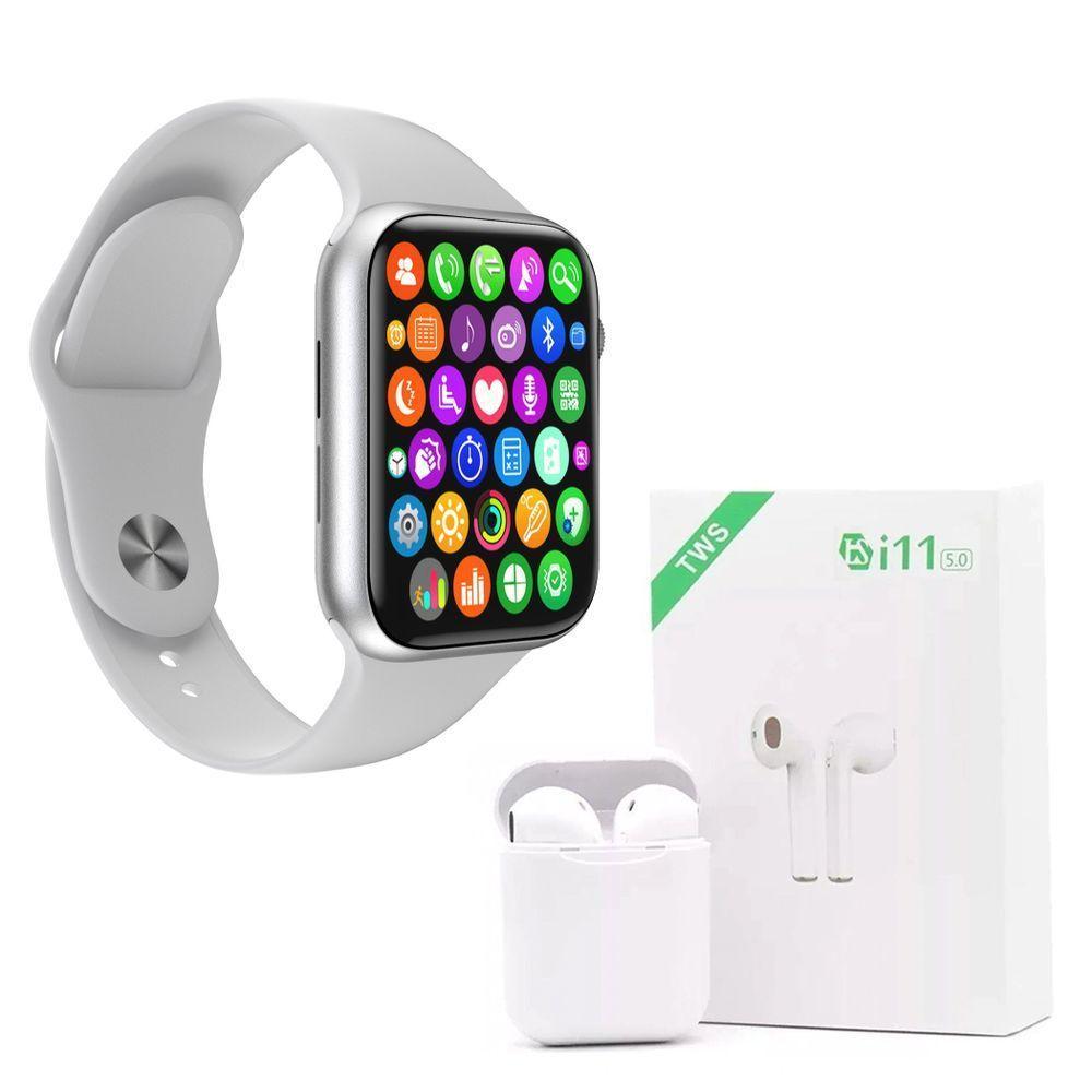 Kit 1 Smartwatch Branco + Fone I11 Tws Branco Smart Bracelet - 1