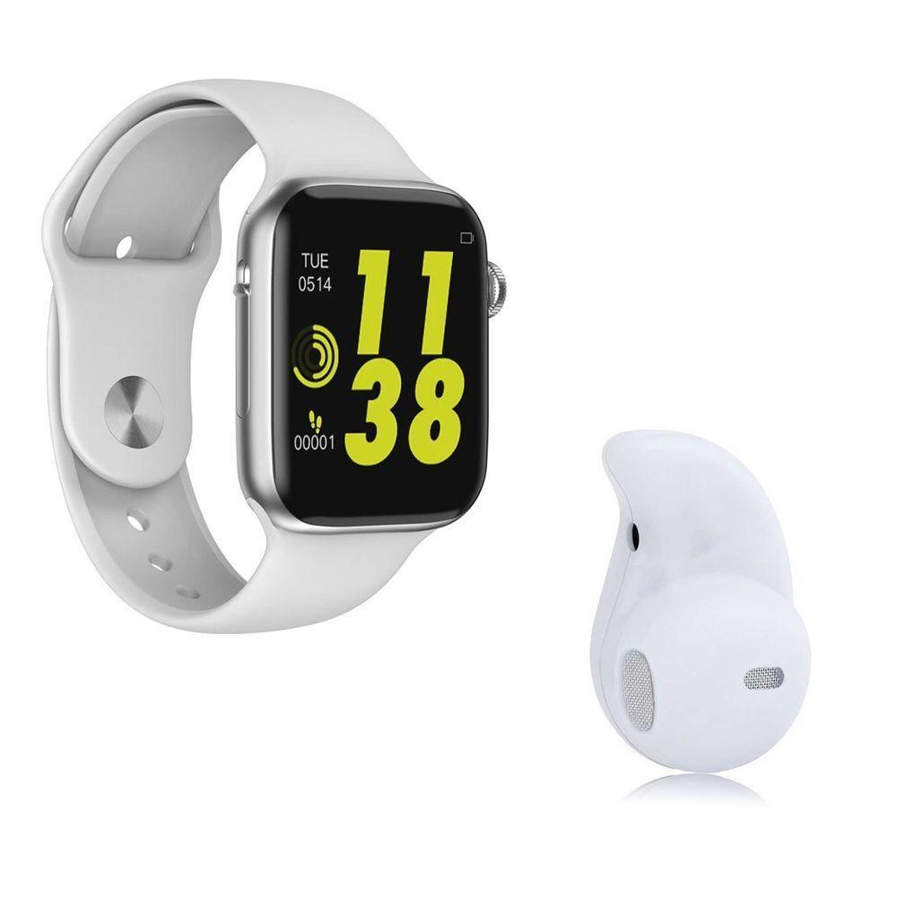Kit 1 Smartwatch W34 Branco + 1 Mini Fone Bluetooth Branco - 1