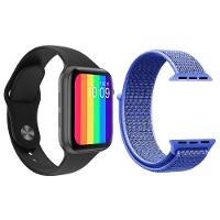 Kit 1 Relógio Smartwatch W26 Preto + 1 Pulseira Nylon Azul - 1