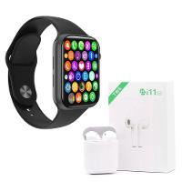 Kit 1 Smartwatch Preto + Fone I11 Tws Branco - 1
