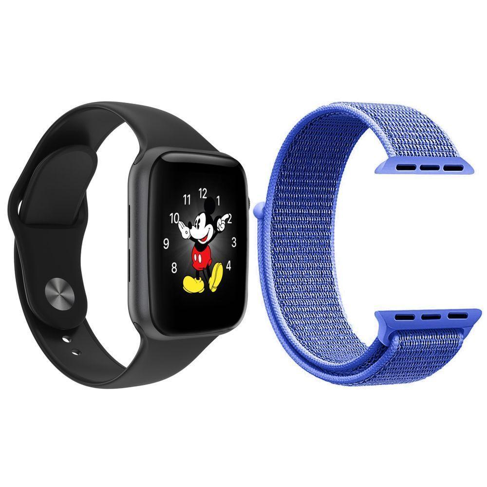 Kit 1 Smartwatch Ld5 Preto + 1 Pulseira Extra Nylon Azul - 1