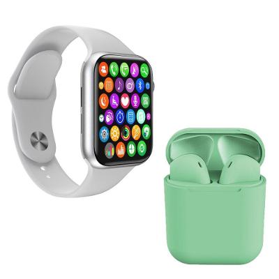 Kit 1 Smartwatch Iwo 8 Branco + 1 Fone Bluetooth I12 Verde