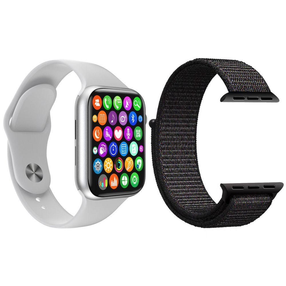 Kit 1 Relógio Smartwatch Iwo8 Lite Branco + 1 Pulseira Preto - 1