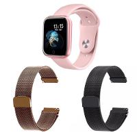 Kit 1 Smartwatch P70 Rosa + 2 Pulseiras Preto E Rosê - 1