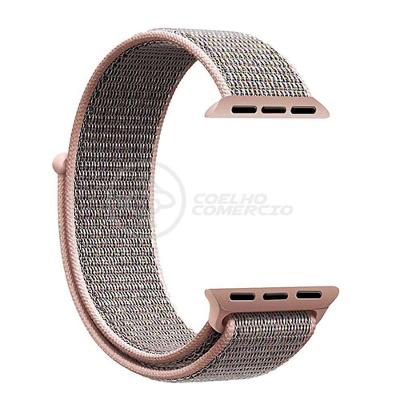 Pulseira Nylon Para Iwo Smartwatch 42mm 44mm - Rosa