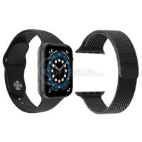 Kit 1 Smartwatch W46 S Preto + 1 Pulseira Extra Preto - 1