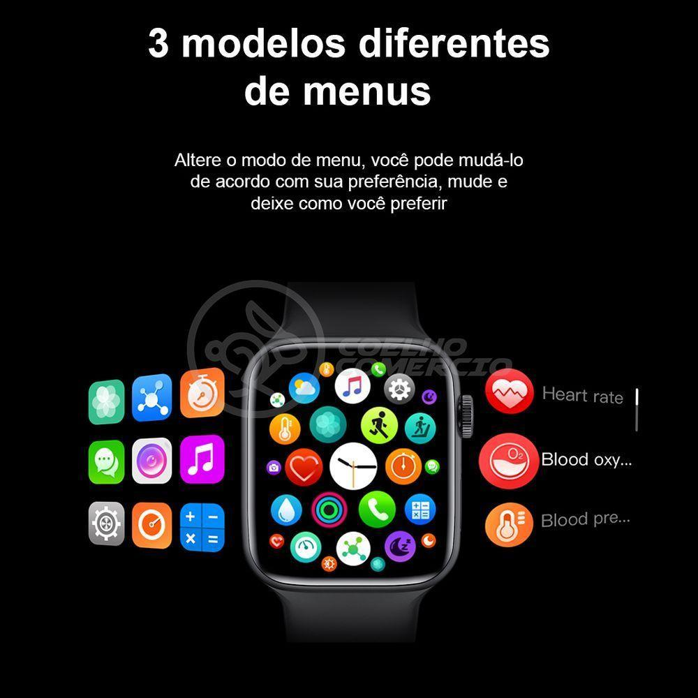 Smartwatch Hw22 Rosa Troca Pulseira Android Ios Cardíaco - 9