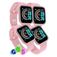 Kit 4 Relógio Inteligente Smartwatch D20 Rosa - 5