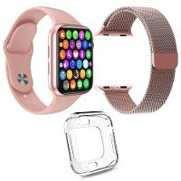 Kit 1 Smartwatch Iwo9 Lite Rosa + 1 Pulseira Rosa + 1 Case - 1