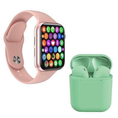 Kit 1 Smartwatch Rosa + 1 Fone Bluetooth Inpods I12 Verde