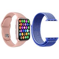 Kit 1 Smartwatch Iwo8 Lite Plus Rosa + 1 Pulseira Extra Azul - 1