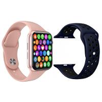 Kit 1 Smartwatch Rosa + 1 Pulseira Extra Azul E Preto - 1