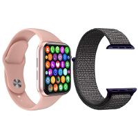 Kit 1 Smartwatch W34 S Rosa + 1 Pulseira Extra Azul Marinho - 1