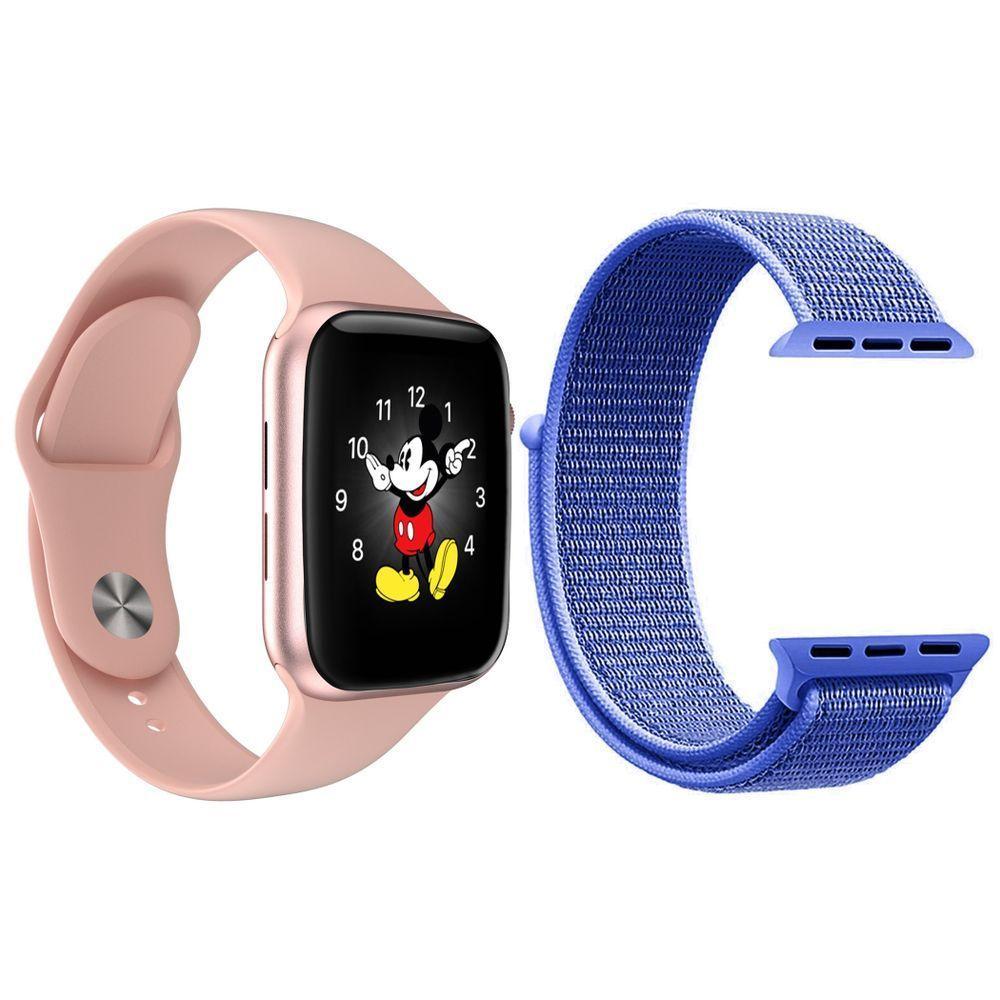 Kit 1 Smartwatch Ld5 Rosa + 1 Pulseira Extra Azul - 1