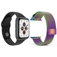 Kit Smartwatch T500 Iwo Max Preto + Pulseira Arco Íris - 1