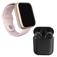 Kit 1 Relógio Smartwatch Rosa + 1 Fone Bluet Inpods Preto - 1
